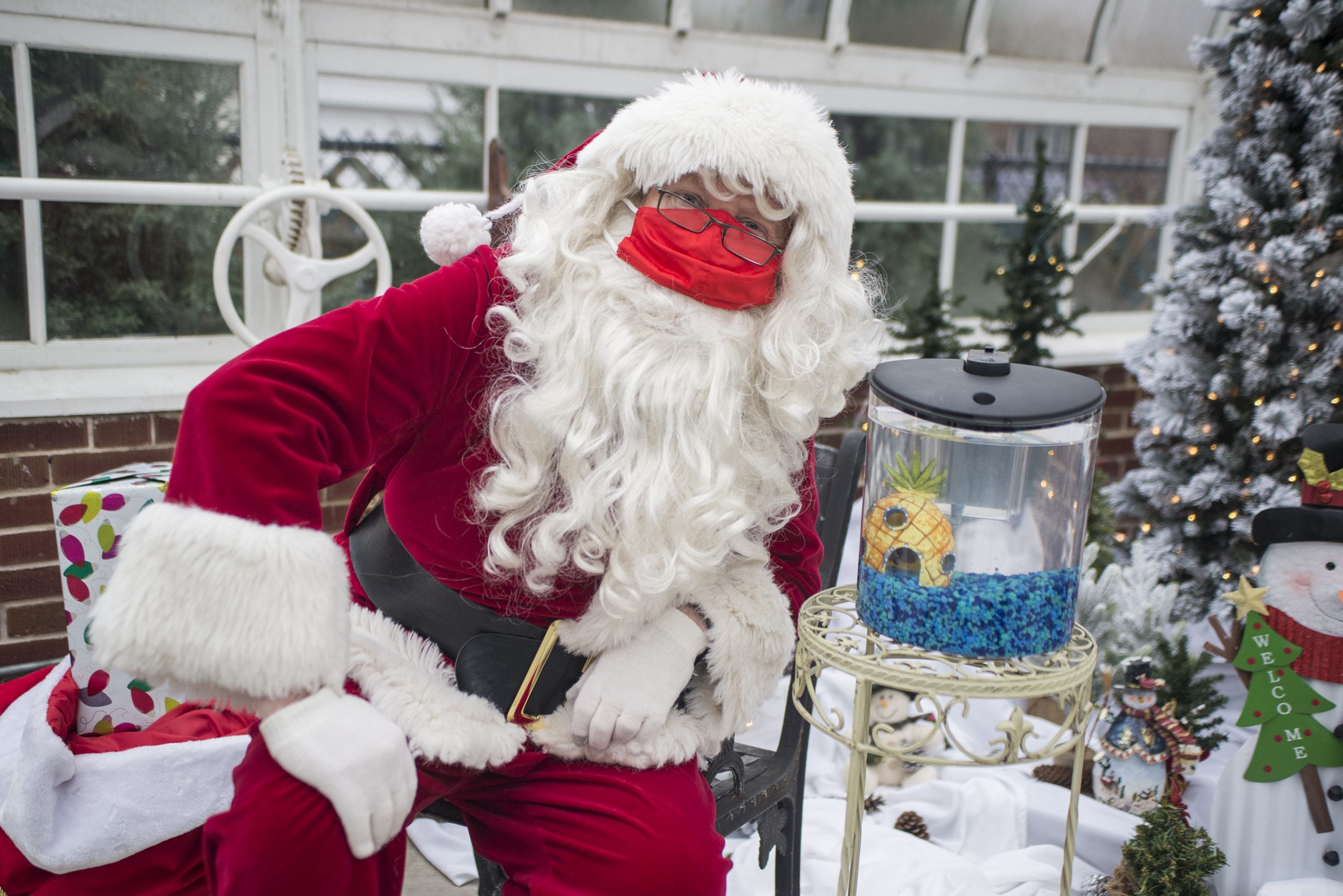 Santa snaps pics with pets including a fish named Kevin